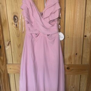 Elegant Pink Ruffled Maxi Dress